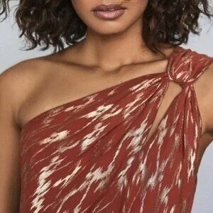 Reiss Delilah burnt red / Orange and Copper / Metallic dress summer Wedding 14